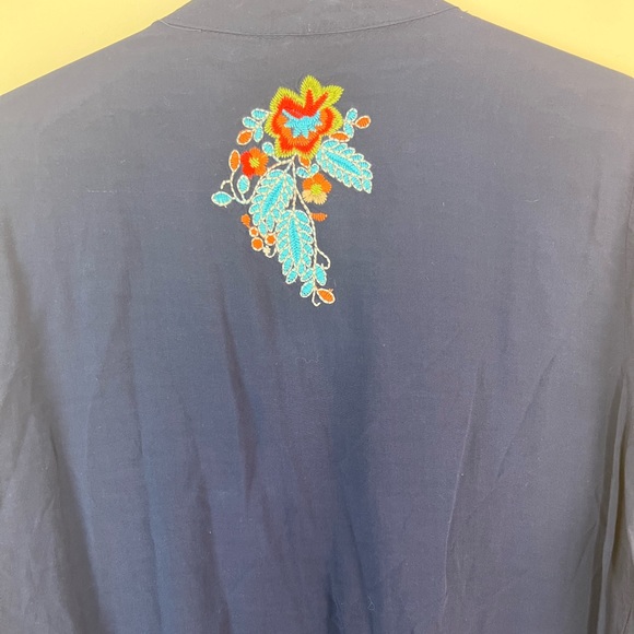 Solitaire Navy Blue Embroidered Top, Large - Picture 6 of 6